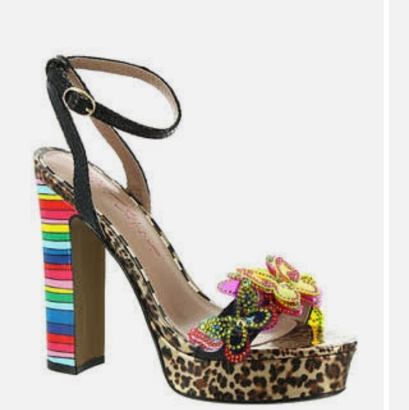 Betsey johnson  leopard steipea 3d  butterfly flat form    high heeled  Sandal - Picture 3 of 7